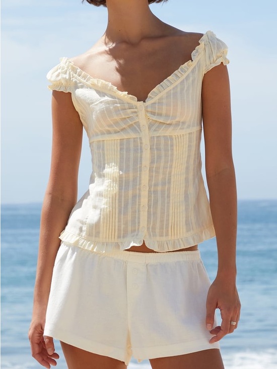 Brandy Melville Tops - John Galt Yellow Eyelet Elena Top
